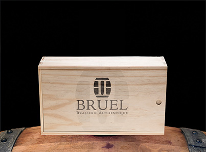 Coffret bois 33cl et verre de dégustation - Brasserie Bruel